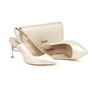 Capollini Ladies Diamante Sling Back Shoes - Sophia In Oro