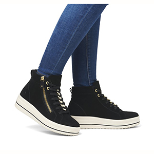 Remonte - D1C70-02 Ladies Striking Black Hi Top Trainers