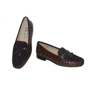 HB Italai Brown Croc Moccasin shoes, 