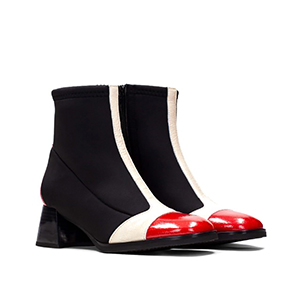 Hispanitas Milan - Ladies Black, Red And Cream Stretch Ankle Boots 