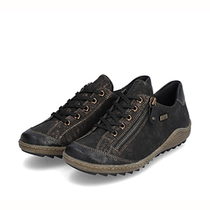 Remonte Tex - R1402-07 Ladies Black Combination Lace Up Trainer Shoes