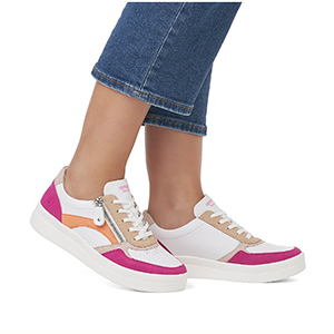SALE - Remonte Soft - D0J01-84 Ladies Pink & White Combination Lace Up Shoes