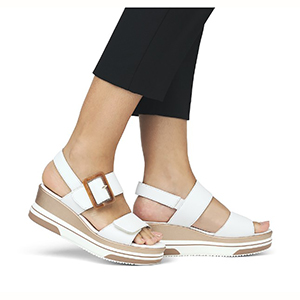 SALE - Remonte - D1P50-80 Ladies White  Wedge Heel Sandals